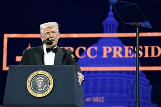 Tariffs live: Asian markets fall as Trump’s 104% levy against China takes effect US president Donald Trump speaks at the National Republican Congressional Committee's (NRCC) President's Dinner at the National Building Museum in Washington, DC on 8 April 2025